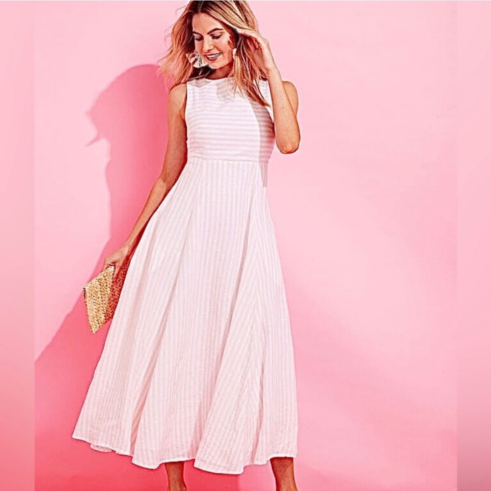 Striped Cream and Pink Sun Dress made in Italy